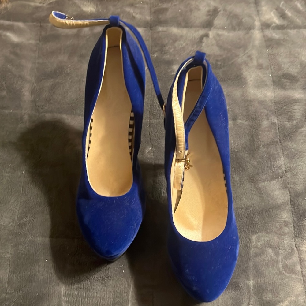 Velvet blue platforms! New never used no box!